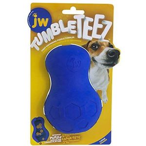 JW Tumble Teez hondenspeelgoed traktatiedispenser interactief speelgoed voor honden langzame release traktatie - groot - blauw