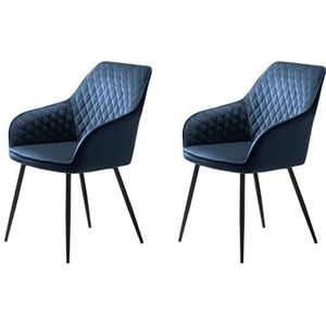 FJORDFORM Eetkamerstoel, 2 stoelen, blauw fluweel, zwarte metalen poten, fluweel, één maat