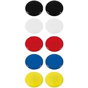 WESTCOTT zelfklevende magneten 10 per verpakking, 30 mm, rond, elk 2 x wit, zwart, rood, blauw, geel, E-10822 00