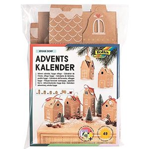 folia 9385 - adventskalenderset ""Hygge Dorp"", DIY knutselset met geschenkdozen om te vullen, 24 huizen om op te hangen of neer te zetten, als cadeau en bijzondere kerstdecoratie, herbruikbaar