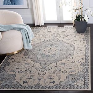 Safavieh Loralie Vintage geïnspireerde tapijt, geweven zacht viscose tapijt in leisteen/crème, 160 X 230 cm