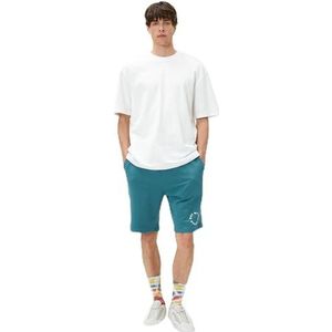 Koton Herenshorts met trekkoord en logan bedrukte zakdetails, Petrol (748), S