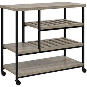 Ameriwood Home Elmwood Multi-Purpose Rollwagen, Distressed Grey Oak, serveerwagen, 43,1 x 91,4 x 86,1 cm