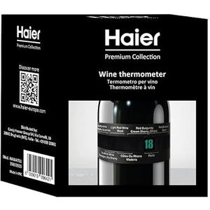 Haier Wijnthermometer van roestvrij staal, snel en nauwkeurig aflezen van de temperatuur in 30 seconden, zonder batterij, eenvoudig te bedienen voor het serveren van wijn, temperatuurweergave 4-24 °C