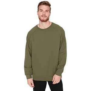 Trendyol Heren rechte lange mouwen regular sweatshirts, Kaki, XL