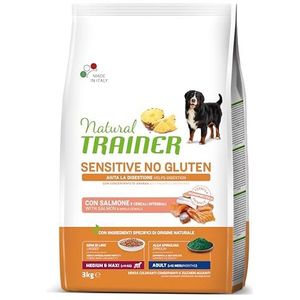 Natural Trainer Sensitive glutenvrij hondenvoer M-Maxi Volwassenen met zalm en volkoren granen, 3 kg