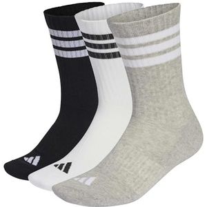adidas Unisex adulto 3STRIPES CUSHIONED SPORTSWEAR CREW SOCKS 3 PAIR PACK, medium grey heather/white/black, 6.5-8