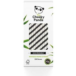 The Cheeky Panda Eco-vriendelijke kunststofvrije bamboe papieren rietjes - zwarte strepen, 250 rietjes