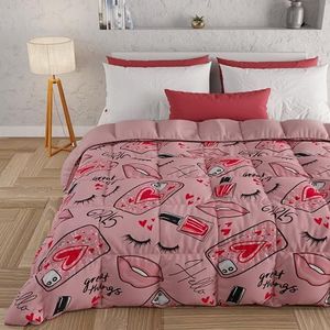 PETTI Artigiani Italiani - Winterdekbed, winterdekbed, dubbelzijdig, effen en digitale print, 100% anti-allergische microvezel, gemaakt in Italië