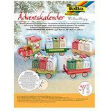 folia 9394 Adventskalender met kersttrein, 60-delige knutselset met voorgesneden spoorbaan en 24 geschenkpakketten om in elkaar te steken, ideaal voor kleine cadeaus in de advent