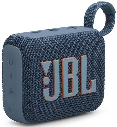 JBL GO4 Bluetooth-luidspreker, USB C-opladen, IP67 stofdicht, waterdicht, app-compatibel, passieve radiator, draagbaar, blauw