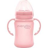 Everyday Baby Glazen drinkbeker, Healthy+ Sippy Cup, vanaf 6 maanden, siliconen omhulsel, incl. siliconen tuit, handvatten, beschermdop, 150 ml, rose pink, 30832 0302 01