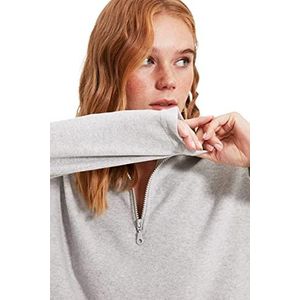 Trendyol Dames Gray Steep Collar Rits Gebreide Sweatshirt, L
