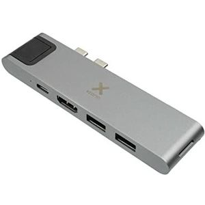 Xtorm USB-C Hub 7 in 1 met 1x HDMI, 2x USB-A, 1x SD-kaart, 1x microSD-kaart, 1x USB-C PD en 1x 1000 Mbit/s Ethernet-aansluiting.