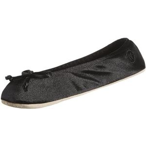 isotoner Satijnen ballerina's voor dames met klassiek lint of zachte strik, suède zool, Avond zand zachte strik, 8-9
