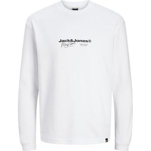 JACK & JONES Jcocharlie Branding Tee LS Crew Neck T-shirt voor heren, Briljant wit, S