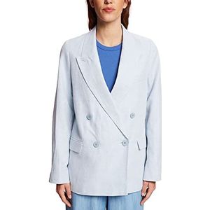 Esprit Collection Blazer met twee rijen knopen van katoen-linnenmix, Lichtblauwe lavender., 40