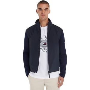 Tommy Hilfiger Heren Mixed Media Sweater Zip Through Zip Through Zip Through Trui, Desert Sky, M, woestijn hemel, M