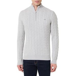GANT Katoenen kabel halve rits, Cloud Grey Melange, S