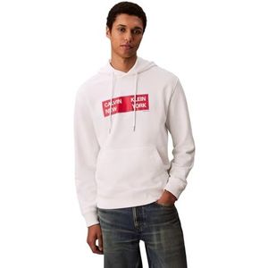 Calvin Klein Jeans Heren LS EU 350TERRY CKNY BOX GRAPHIC LV04RD259G sweatshirts, wit (helder wit), XS, Wit (helder wit), XS