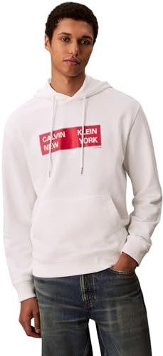 Calvin Klein Jeans Heren LS EU 350TERRY CKNY BOX GRAPHIC LV04RD259G sweatshirts, wit (helder wit), XS, Wit (helder wit), XS