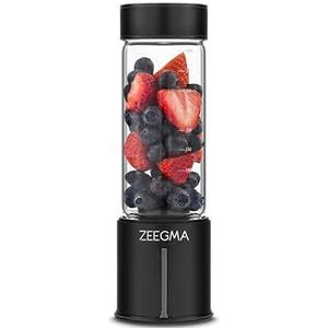 ZEEGMA Vitamine GO Draagbare mixer voor cocktails en smoothies 300 W, persoonlijke blender, mini-mixer 450 ml met 6 messen, 2 snelheden accu 5000 mAh, 25 toepassingen per lading