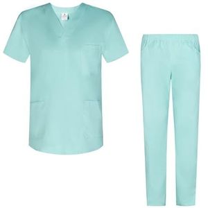 MISEMIYA - 2-817-8312, pak en broek voor sanitair, uniseks, medische uniformen, pak van 2 stuks, Turkoois, M