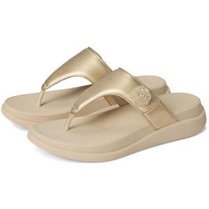 Fitflop Dames F-Mode GO BEADIE-Button ADJ. Flatform T/P sandalen, Platino, 7 UK, Platino, 41 EU