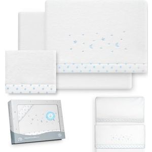 Interbaby - Beddengoedset voor kinderbed, 50 x 80 cm, baby - winterbeddengoed van coralina-stof - model ster maan - bevat lakens + laken + kussensloop