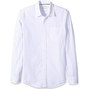 Amazon Essentials Slim-fit lange mouw streep Shirt Knop, Wit/Lavendel, S