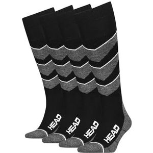 HEAD Unisex Knee-high Beginner V-vormige skisokken (verpakking van 2), Black Combo., 31/34 EU