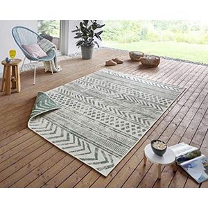 Northrugs In & Outdoor omkeerbaar tapijt Biri groen crème, 120x170 cm