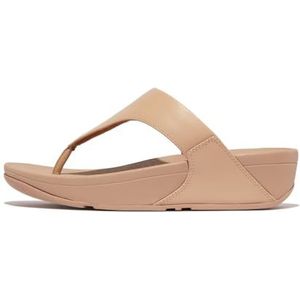 Fitflop Dames LULU lederen teen sandaal, beige, 34 EU, Beige, 43 EU