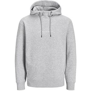 JACK&JONES PLUS Heren Jjtree Sweat Hood Pls capuchontrui, lichtgrijs gemêleerd/print: jas & jones, 4XL grote maten