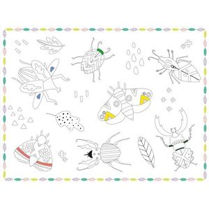 Folat 62803 kinderverjaardag decoratie bosdieren kleurtafelsets Buzzing Bugs-40 x 30 cm-6 stuks Party servies papier, wit