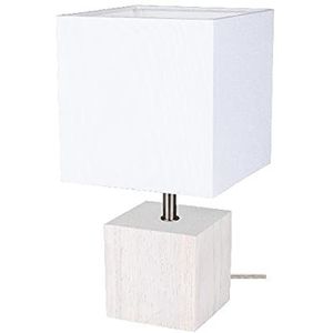 Homemania Bureaulamp Shade vorm – bureau, nachtkastje – hout, wit, hout, kunststof, stof 15 x 15 x 30 cm