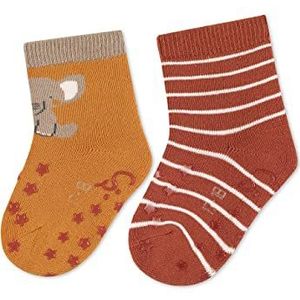 Sterntaler Uniseks kruipsokken voor kinderen, ABS-kruipsokken, dubbelpak olifant, lichtbruin, 22 EU