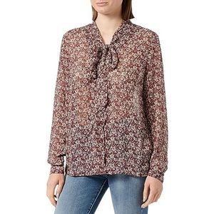 Sidona Damesblouse met lange mouwen, Bordeaux meerkleurig, XL