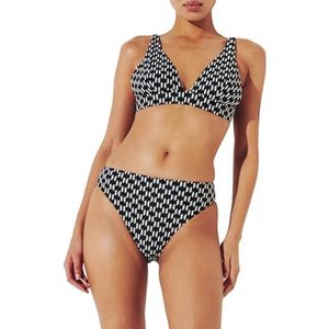 Karl Lagerfeld B.V Monogram Plunge Triangle TOP, Karl Lagerfeld Monogram Black/White, XS