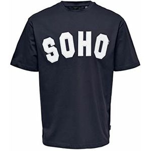 ONLY & SONS Men's ONSKARL OVZ SS Tee T-Shirt, Dark Navy, S