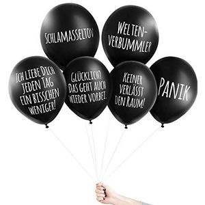 Pechkeks Anti-partyballonnen, zwarte ballonnen met schuine spreuken, grijze mengset, zwart