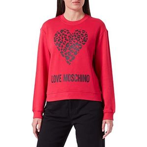 Love Moschino Dames Regular Fit met Maxi Animalier Heart and Logo Sweatshirt, rood, 42
