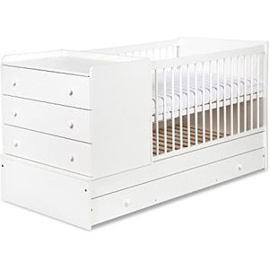 Babybed Karolina 3-in-1 – transformeerbaar tot een bed – wit – 120 x 60 cm