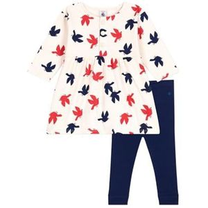 Petit Bateau Jurk met lange mouwen voor meisjes, ecru/meerkleurig, 12 Maanden