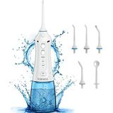 TUREWELL Elektrische Watertandflosser, 3 modi en 6 sproeiers, USB-oplaadbaar, IPX7 waterdicht, 300 ml orale irrigator