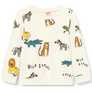 Koton Babyboys Sweatshirt met ronde hals en lange mouwen, dierenprint, ecru design (0d1), 18-24 Monate