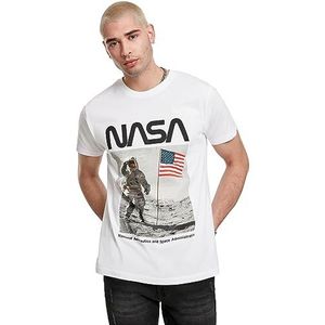 Mister Tee NASA Moon Man T-shirt voor heren, wit, S