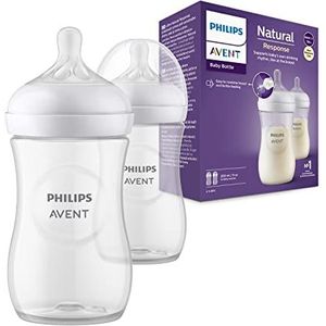 Philips Avent Natural Response-babyfles - 2 babymelkflessen van 260 ml voor pasgeboren en oudere baby's, BPA-vrij, voor 1 maand en ouder (model SCY903/02)
