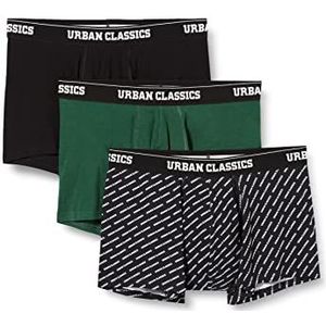 Urban Classics Boxershorts voor heren, 3 stuks, Darkgreen+black + branded Aop, S