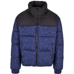 Urban Classics AOP Retro Puffer Jacket Herenjas, Donkerblauw damast Aop, S
